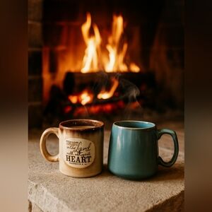 Ceramic mug set - Trust in the Lord & teal blue